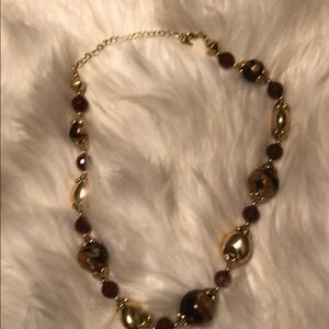 VCLM 12” Amber and Golds Marble Beaded Necklace